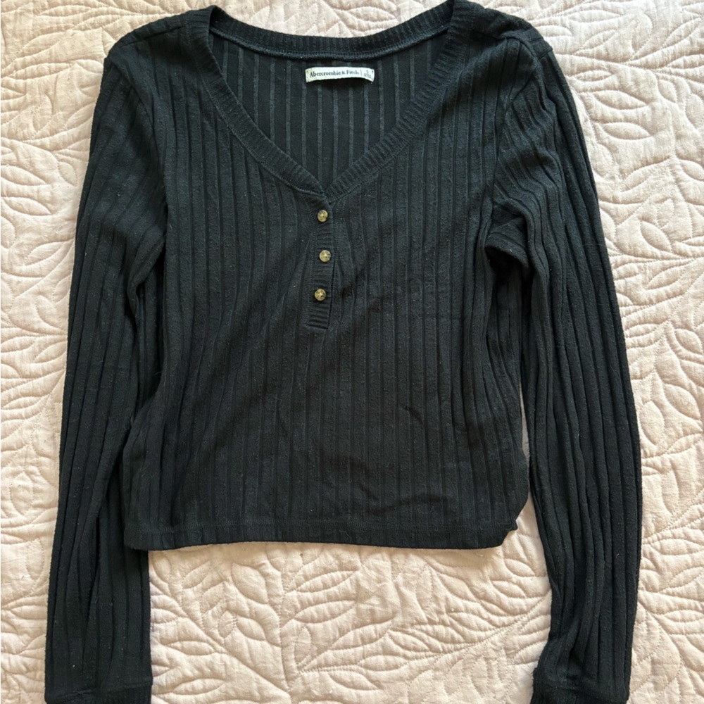 Abercrombie & Fitch Charcoal Ribbed Knit Top